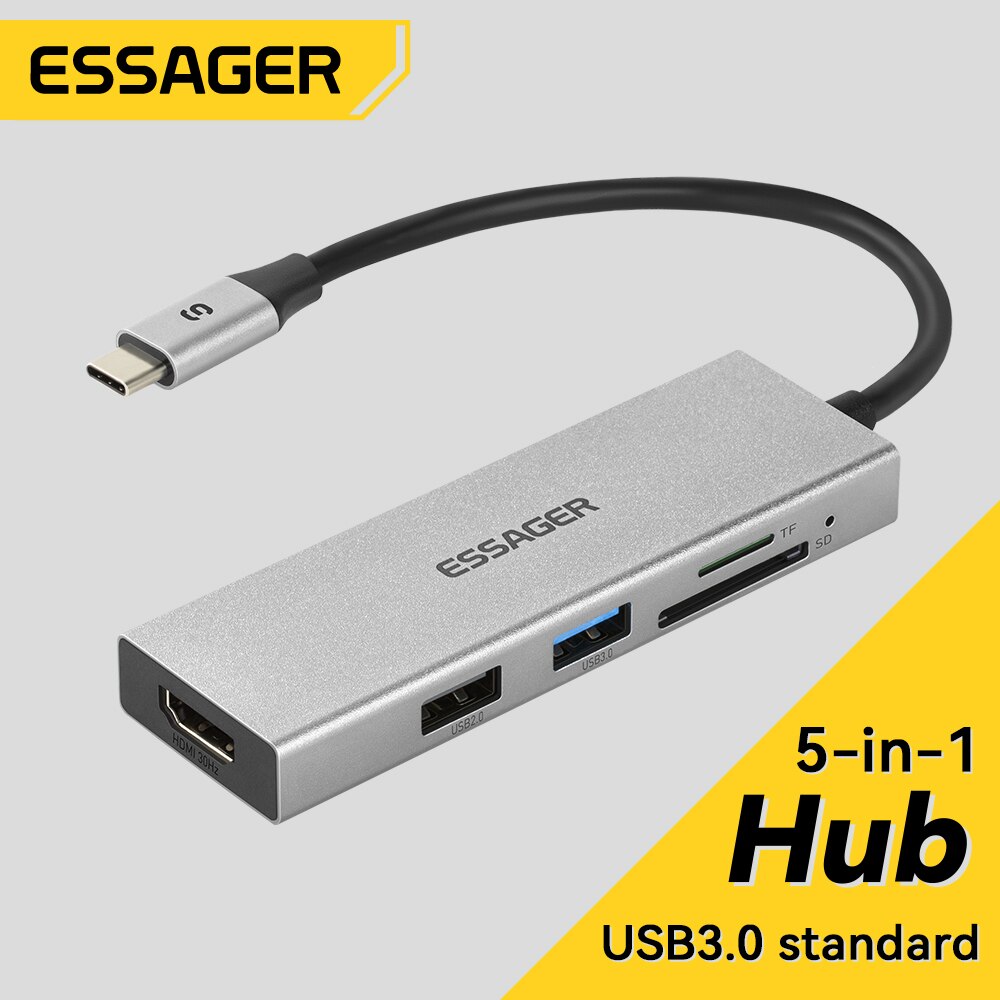 Essager 5 in 1 USB C HUB HDMI- - Docking Station Usb C 评论和价格
