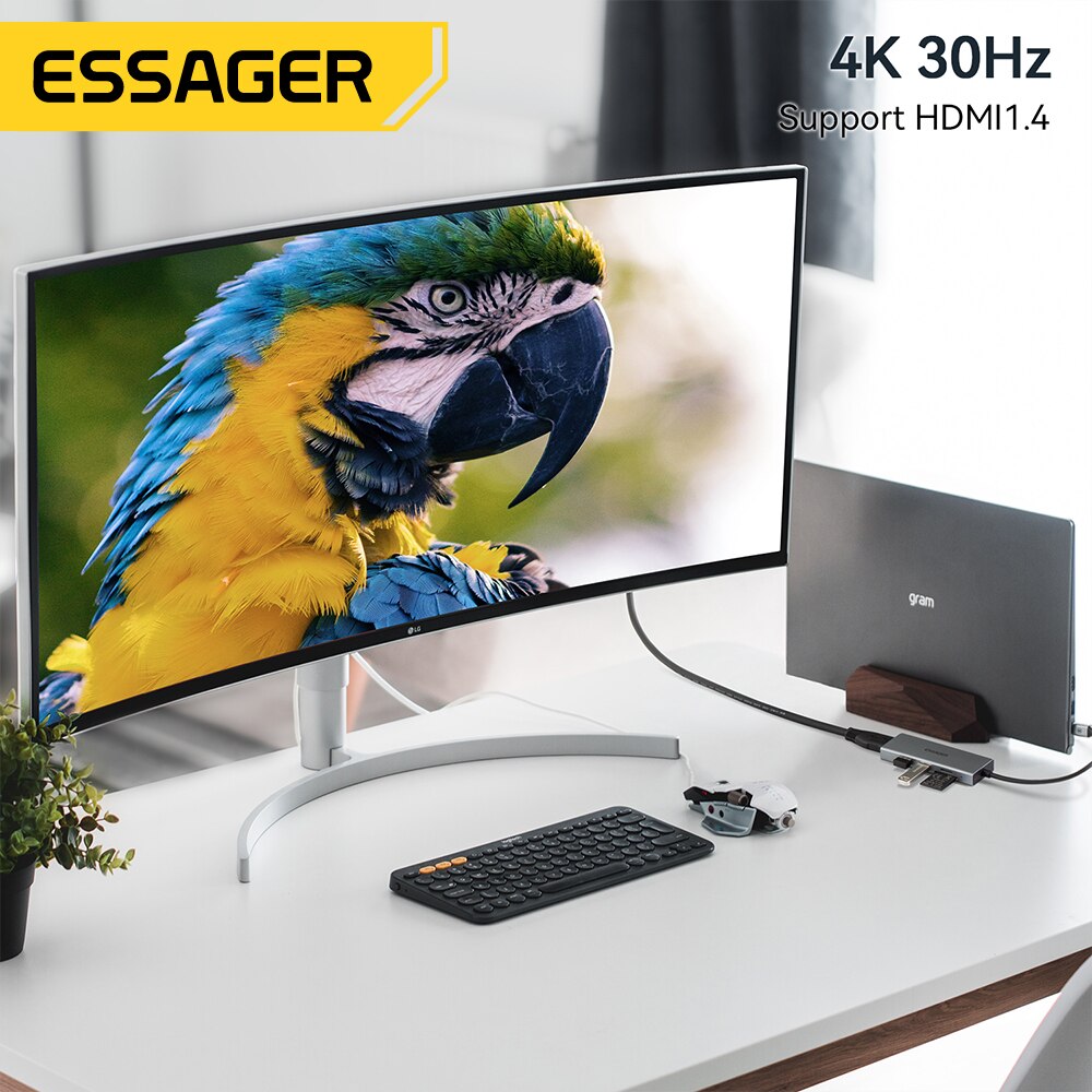 Essager 5 in 1 USB C HUB HDMI- - Docking Station Usb C 评论和价格