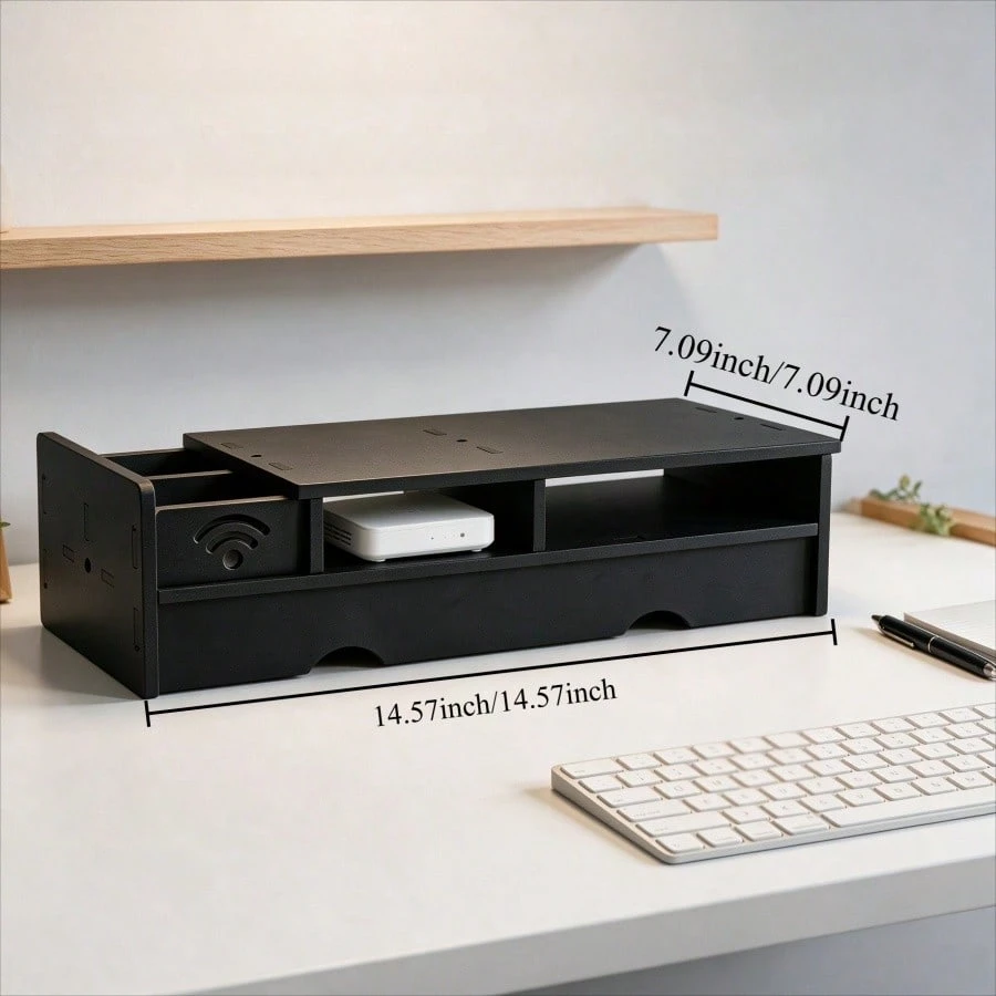 Black Matte WiFi Router Storag - Office Tech Setup 评论和价格