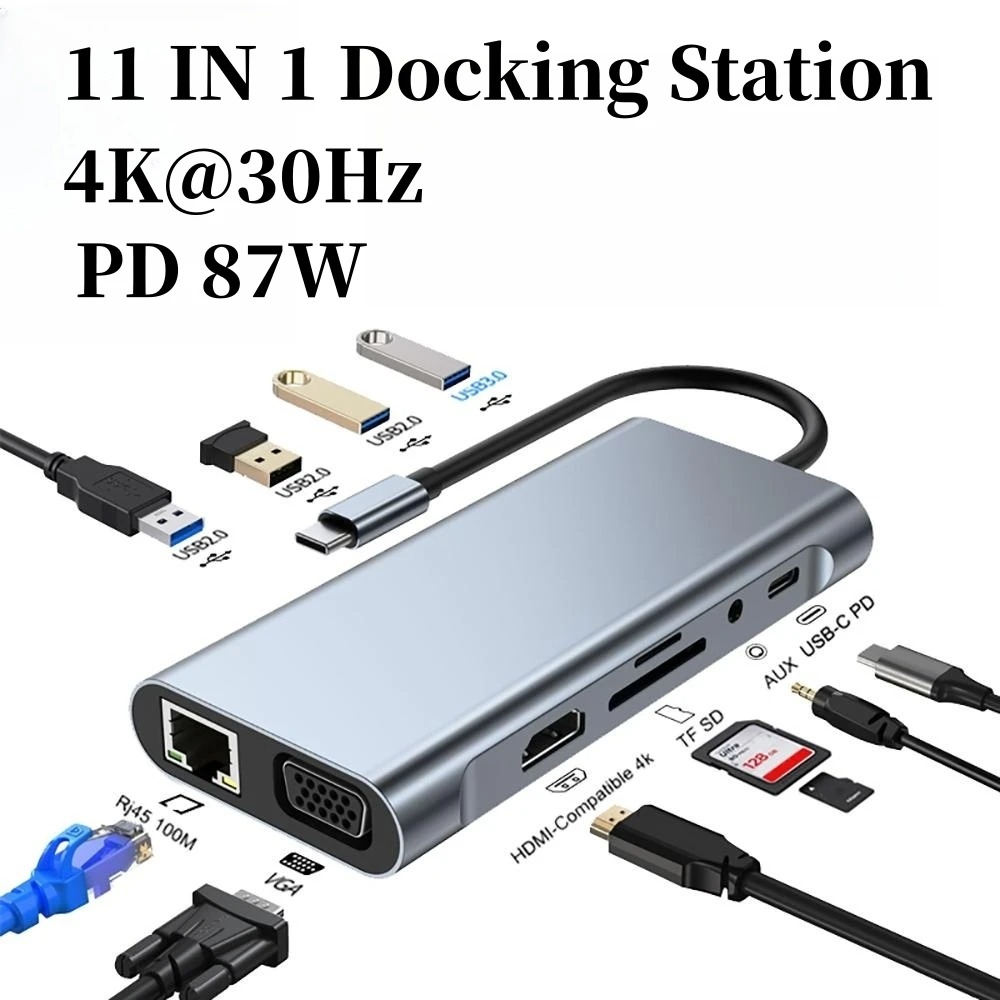 4/7/8/11in1 Docking Hub 4K USB - Docking Station Usb C 评论和价格