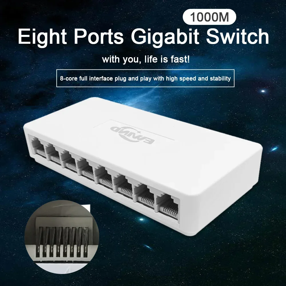 New 10/100/1000Mbps Ethernet S - Ethernet Switch 8 Port 评论和价格