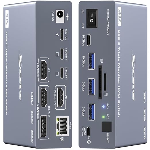 USB C KVM Switch 3 Monitors 2  - Docking Station Usb C 评论和价格